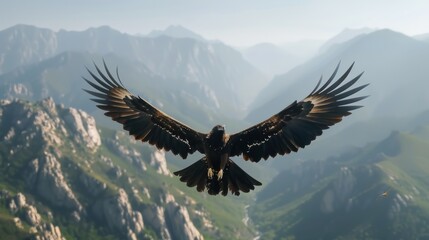 Naklejka premium Eagle Soaring Over Majestic Mountains