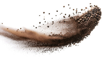  Black Ground Pepper- Black ground pepper scattered, spice flying isolated on white, dynamic_1(14)