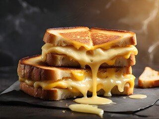 A grilled cheese sandwich melted cheese and toast