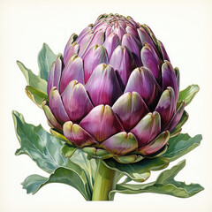 Fototapeta premium Watercolor Artichoke Illustration, Generative Ai