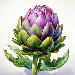 Watercolor Artichoke Illustration, Generative Ai