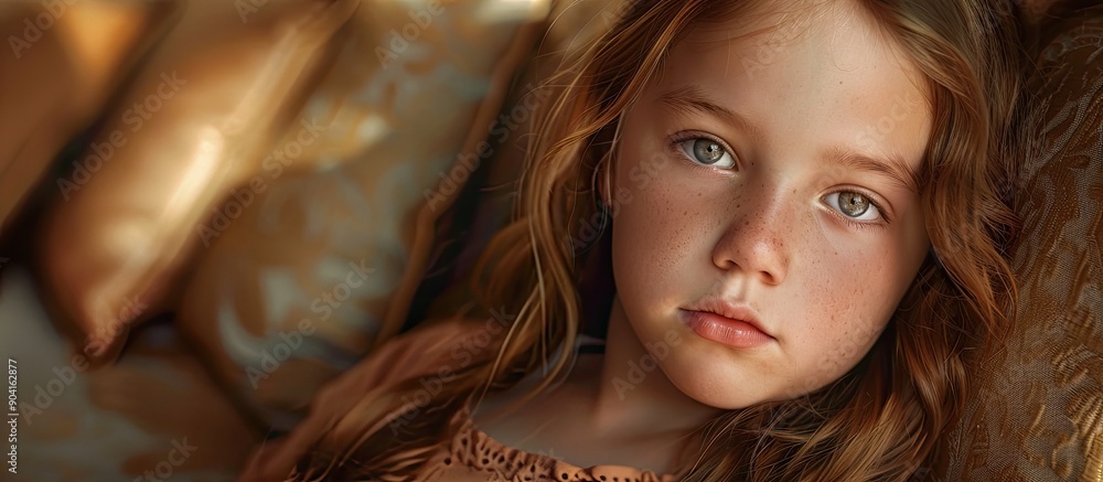 Poster indoor portrait of an adorable young girl with room for a message in the image. copy space image. pl