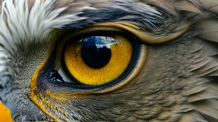 Eyes of eagle in natural. Ai Footage.