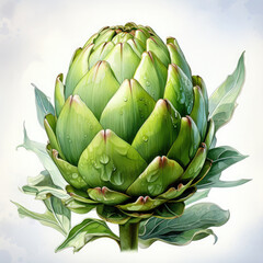 Fototapeta premium Watercolor Artichoke Illustration, Generative Ai