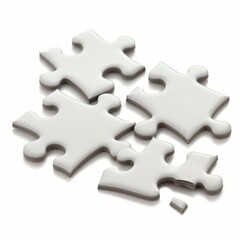 Obraz premium medium shot of four pieces of puzzle, isolated on a white background, bright and vivid tonality 