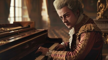 The melodies of the genius, Wolfgang Amadeus Mozart, the composition is a masterpiece of world music culture. the mysteries of his music and his influence on art.