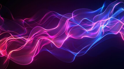 Fototapeta premium Abstract Flowing Neon Light Waves, used for social media and advertising backgrounds.