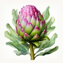 Obraz premium Watercolor Artichoke Illustration, Generative Ai