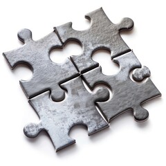 Fototapeta premium medium shot of four pieces of puzzle, isolated on a white background, bright and vivid tonality 