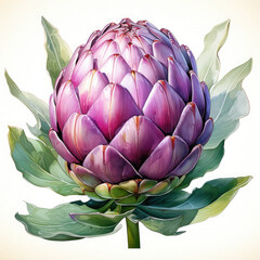 Fototapeta premium Watercolor Artichoke Illustration, Generative Ai