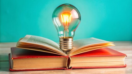 Light bulb of thought on book, analysis, learning concept