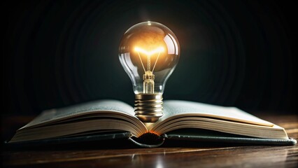 Light bulb of thought on book, analysis, learning concept