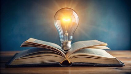 Light bulb of thought on book, analysis, learning concept