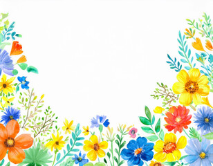 Obraz premium Bright Summer Floral Art Illustration Flowers Background with Copy Space for Advertising Text