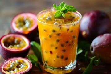 Juice made from passion fruit that is fresh and healthy