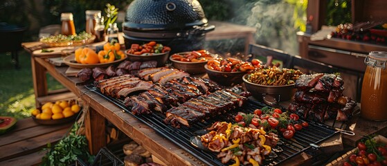 Authentic Southern BBQ Feast Smoked Meats, Sides, and Sauces Galore