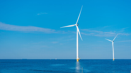 Elegant Wind Turbines Harnessing Renewable Energy in Dutch Waters