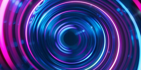 Fototapeta premium A captivating neon blue and pink vortex swirl background, perfect for technology or entertainment themes.