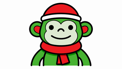 Christmas Cute Monkey Line Art