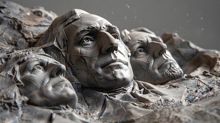 Naklejka premium Sculpted Clay Model of Iconic Mount Rushmore National Monument in South Dakota USA