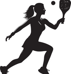 Girl Pickleball Player silhouette vector
