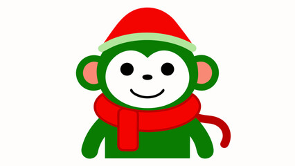 Christmas Cute Monkey Line Art