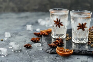 Turkish and Greek drink Raki Ouzo traditional aperitif