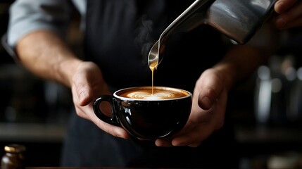 a person pouring coffee into a cup