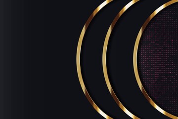 Abstract background with gold circles and pink dots.