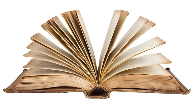 Open Book with Pages Fanning Out Isolated on white background