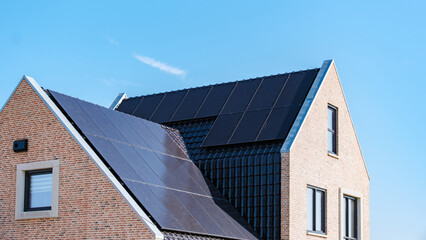 Elegant Solar Panels on Modern Homes Bathed in Sunlight
