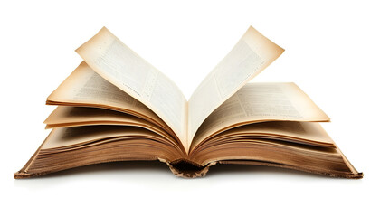 Open Book with Pages Fanning Out Isolated on white background