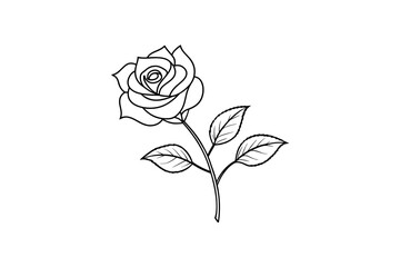 Rose flower for design element and coloring book pages for kids