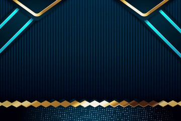 Abstract blue and gold geometric background with a striped texture.