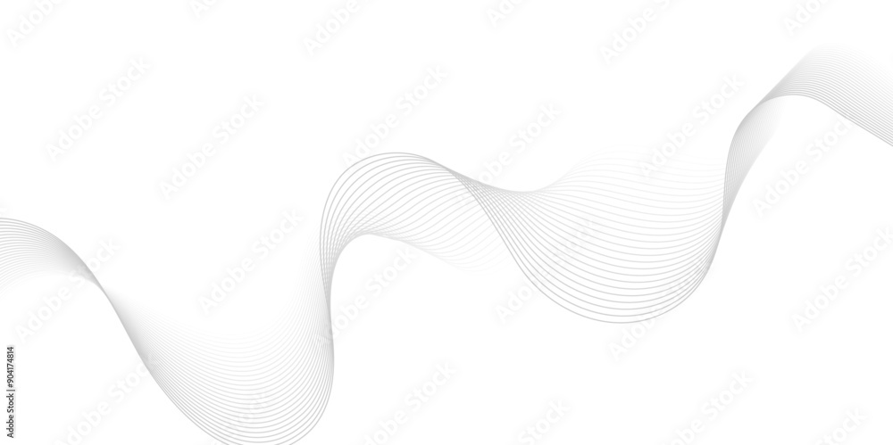 Poster abstract gray wave dynamic curve lines on transparent background. digital energy waves technology co