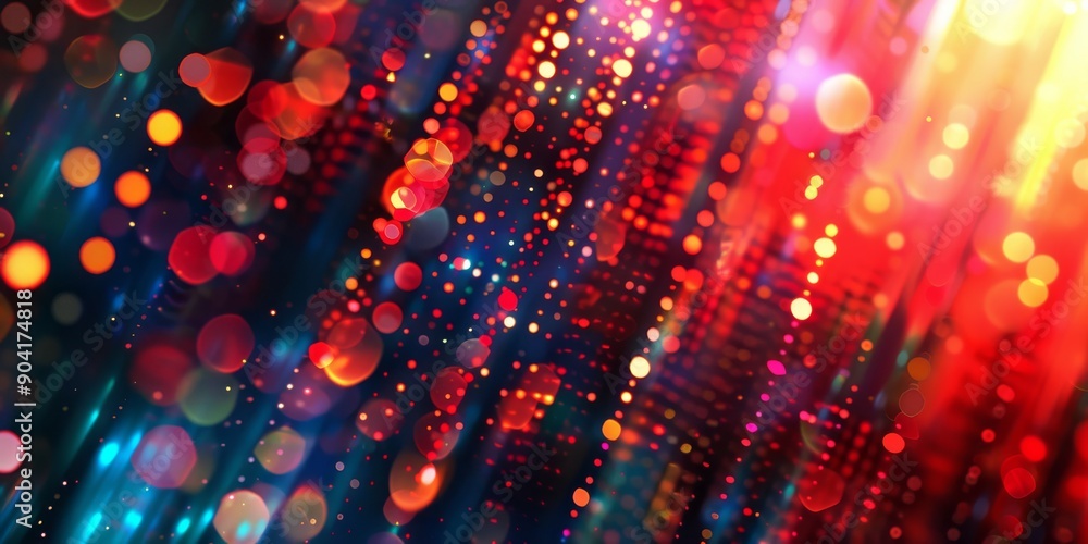 Poster an impressive array of multicolored lights and bokeh effects forms a lively and modern abstract back