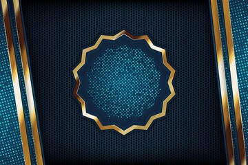 Abstract blue and gold geometric background with textured design.