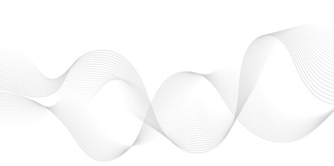 Abstract gray wave dynamic curve lines on transparent background. Digital energy waves technology concept. Modern backdrop design for business, presentation, banner.