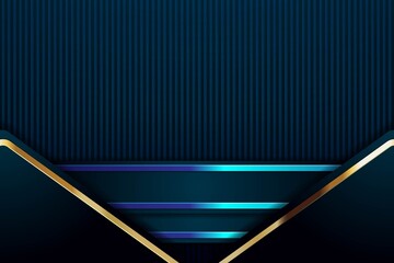 Abstract blue and gold geometric background with vertical lines and stripes.