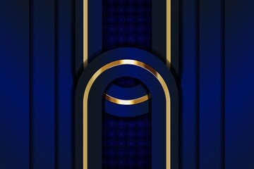 Abstract blue and gold geometric background.