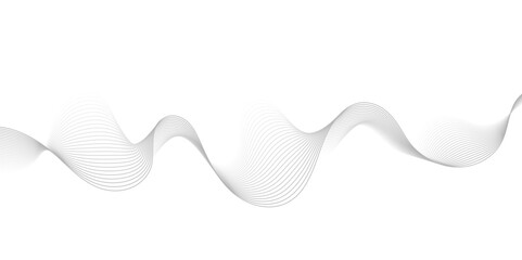 Abstract gray wave dynamic curve lines on transparent background. Digital energy waves technology concept. Modern backdrop design for business, presentation, banner.