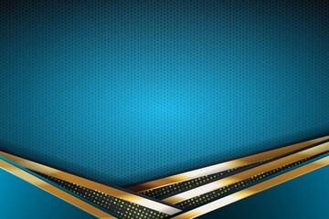 Abstract blue background with gold and black stripes.