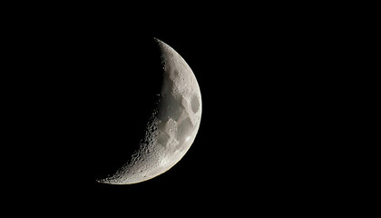  Crescent Moon- Close up picture of the waxing crescent moon in the dark sky, capturing deta_1(95)