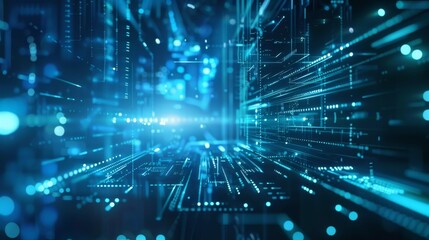 Futuristic digital data background displaying advanced technology with vibrant abstract light effects.