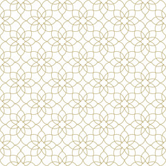 Seamless pattern consisting of floral outlines arranged symmetrically and repeating on a white background. Suitable for various design purposes such as textiles, tiles, wallpapers, backgrounds, etc.