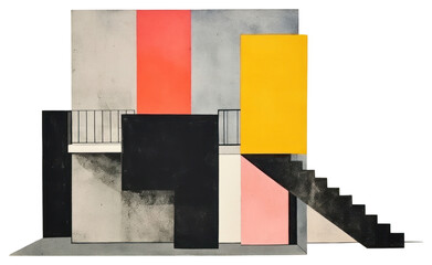 PNG Architecture art staircase painting.