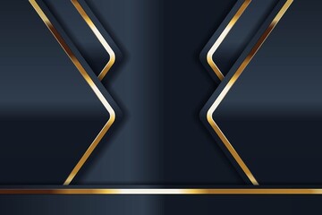 Abstract dark blue background with golden lines.