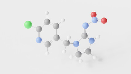 imidacloprid molecule 3d, molecular structure, ball and stick model, structural chemical formula insecticide