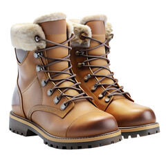 pair of winter boots isolated on transparent background