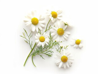 Obraz premium Photo of chamomile flowers, isolated on white background